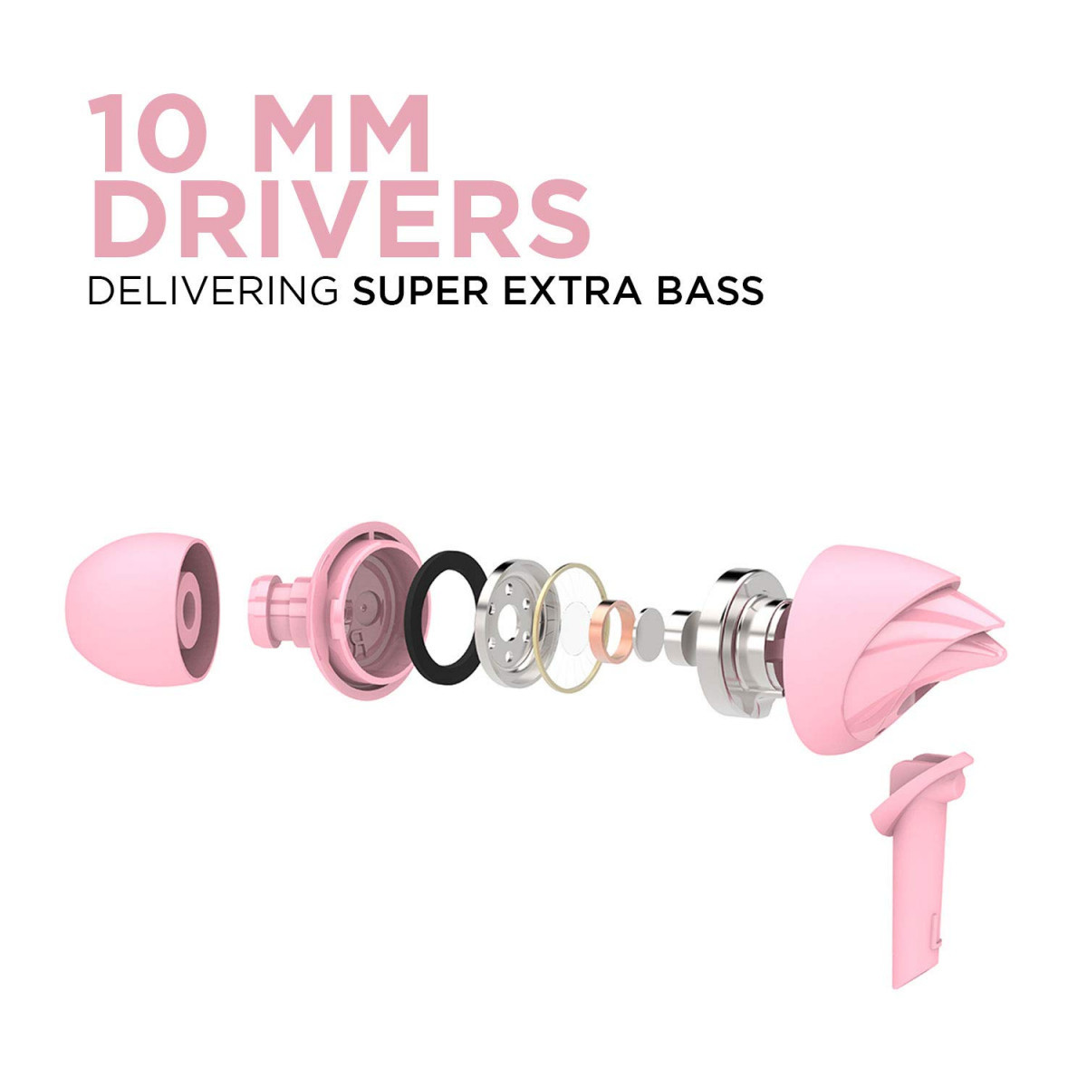 boAt Bassheads 100 in Ear Wired Earphones with MicTaffy Pink