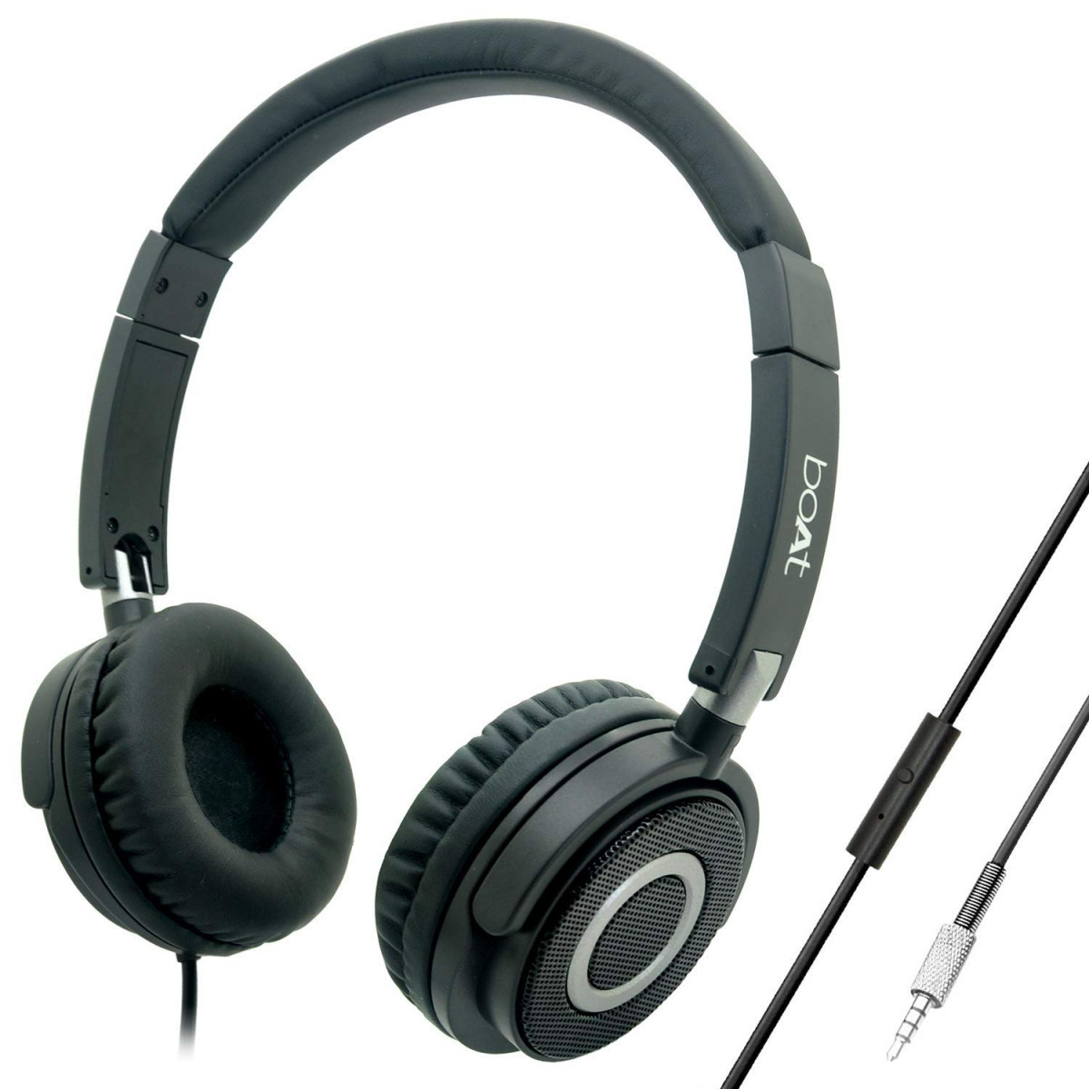 boAt BassHeads 900 On-Ear Wired Headphone with Mic Carbon Black