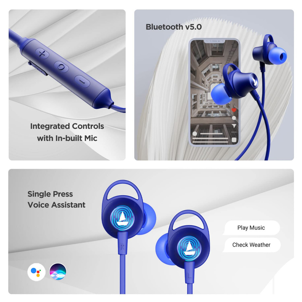 boAt Rockerz 245v2 Bluetooth Wireless in Ear Earphones with Upto 8 Hours Playback 12mm Drivers IPX5 Magnetic Eartips Integrated Controls and Lightweight Design with Mic Navy Blue