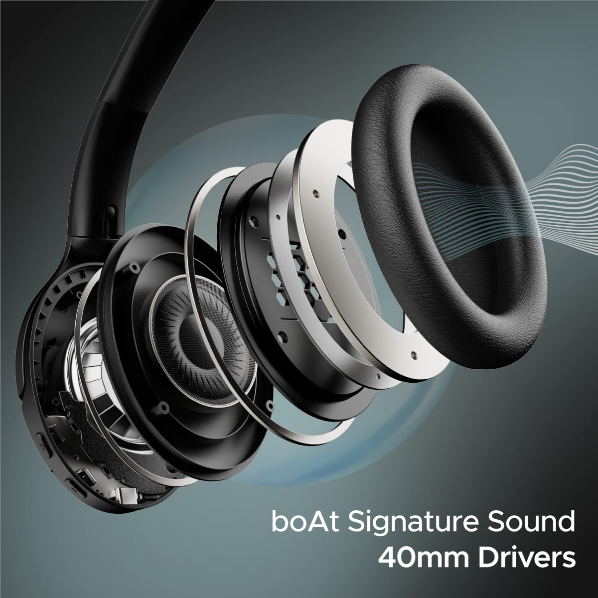 boAt Rockerz 551ANC Hybrid Active Noise Cancellation Headphones Black