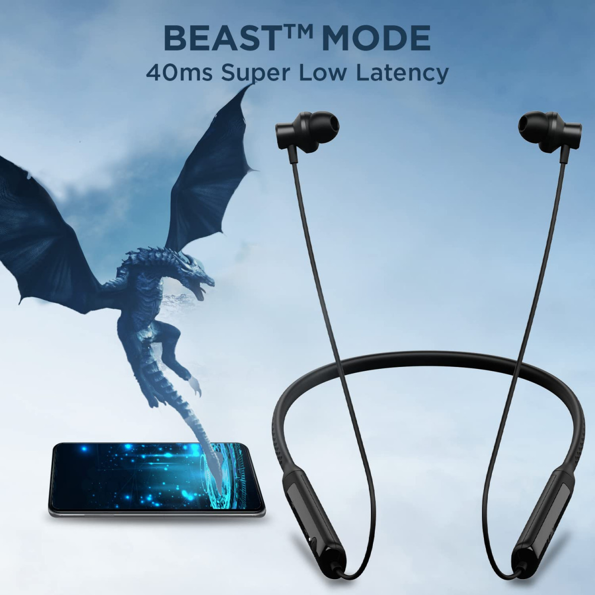 boAt Rockerz Apex Bluetooth Wireless in Ear Earphones with Spatial Bionic Sound Powered by Dirac Virtuo Touch Sensors Beast Mode ENx Tech30H PlaytimeASAP ChargeStellar Black