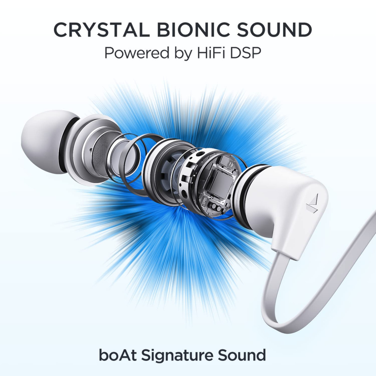 boAt Rockerz Trinity in Ear Earphones with 150H Playtime Crystal Bionic Sound Powered by HiFi Signature Sound Beast Mode ENx Tech ASAP Charge IPX5 Dual PairingKutch White