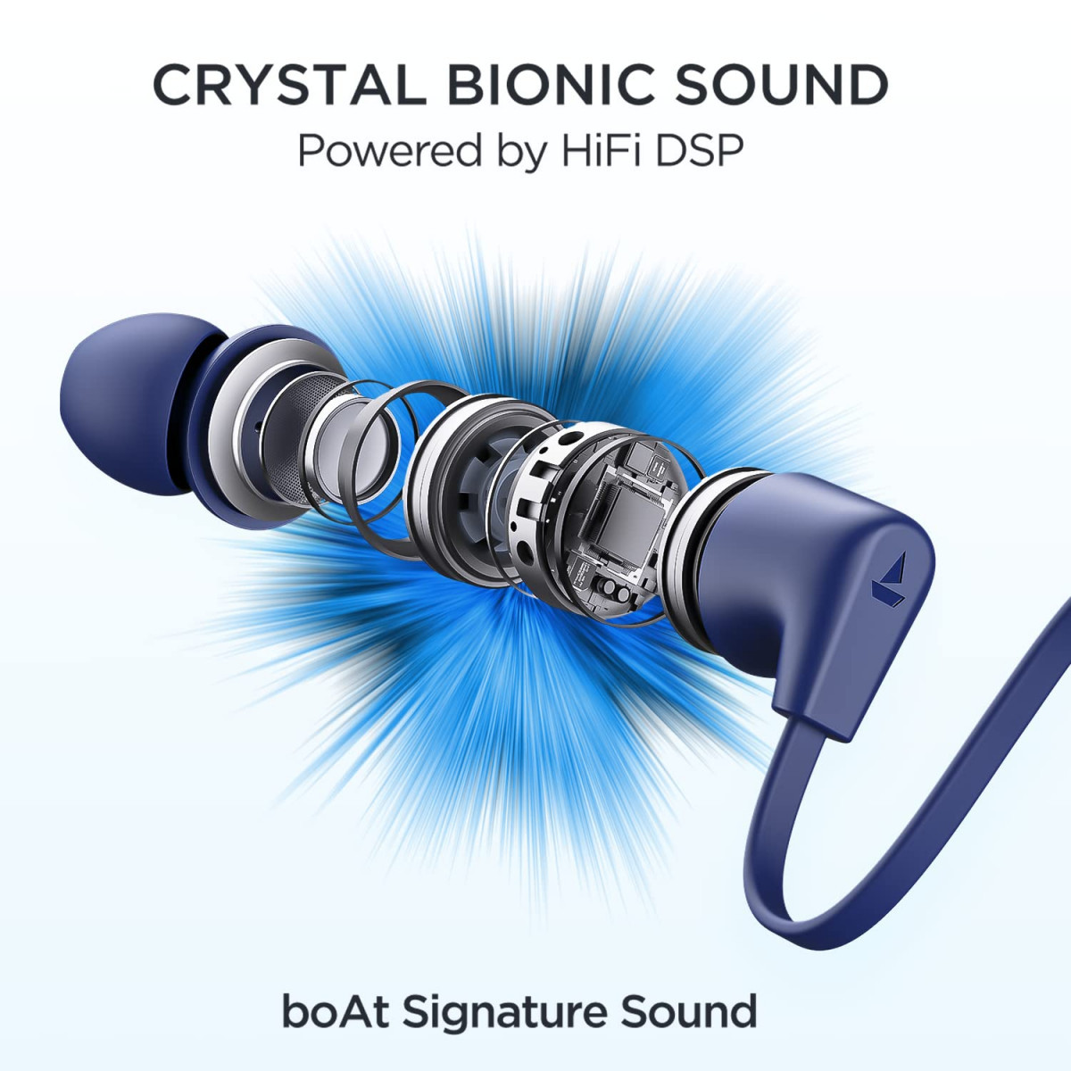 boAt Rockerz Trinity in Ear Earphones with 150H Playtime Crystal Bionic Sound Powered by HiFi Signature Sound Beast Mode ENx Tech ASAP Charge IPX5 Dual PairingJust Blue