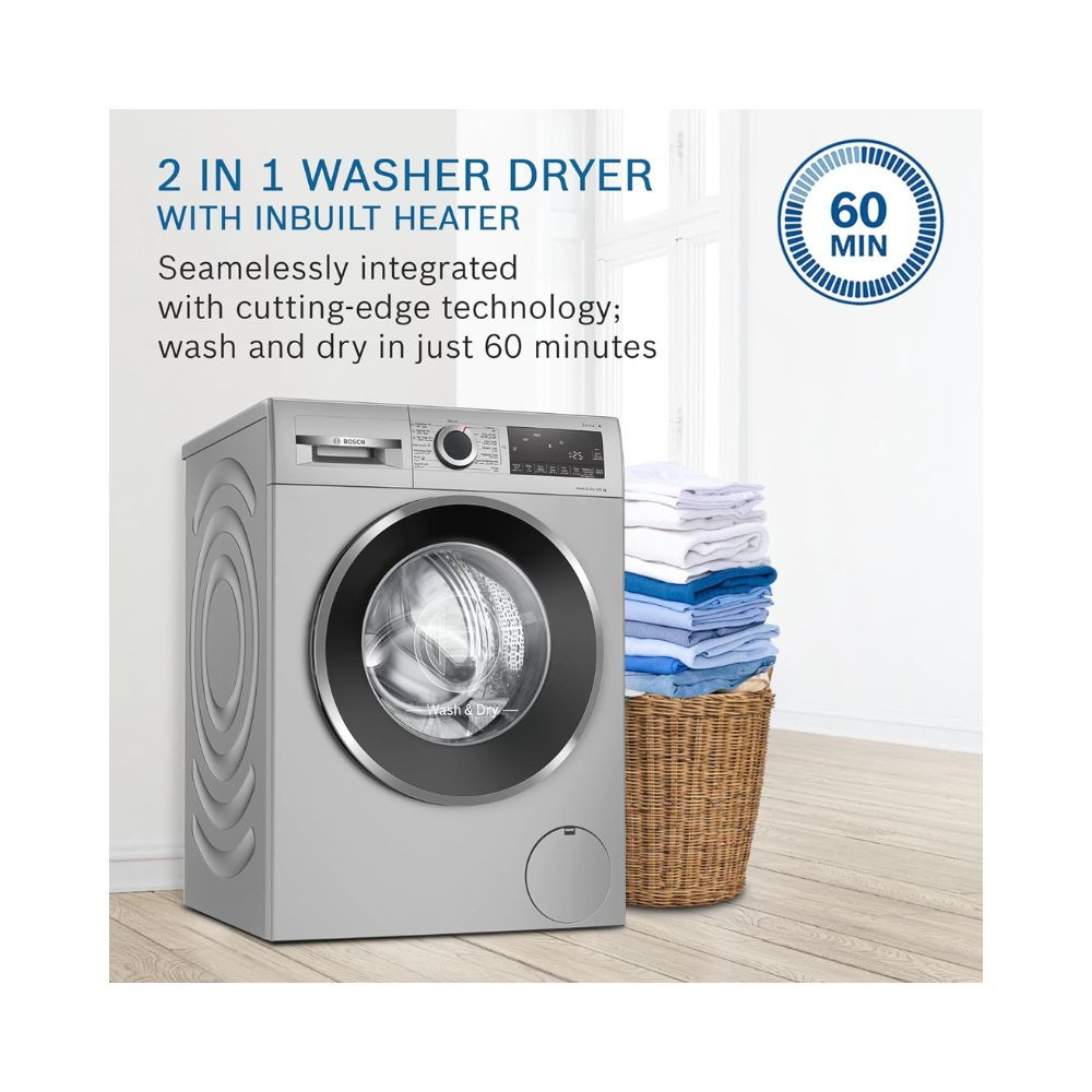 Bosch 1056 KG Inverter Front Load Washer Dryer with LED TOUCH DISPLAY WNA264U9INSilver