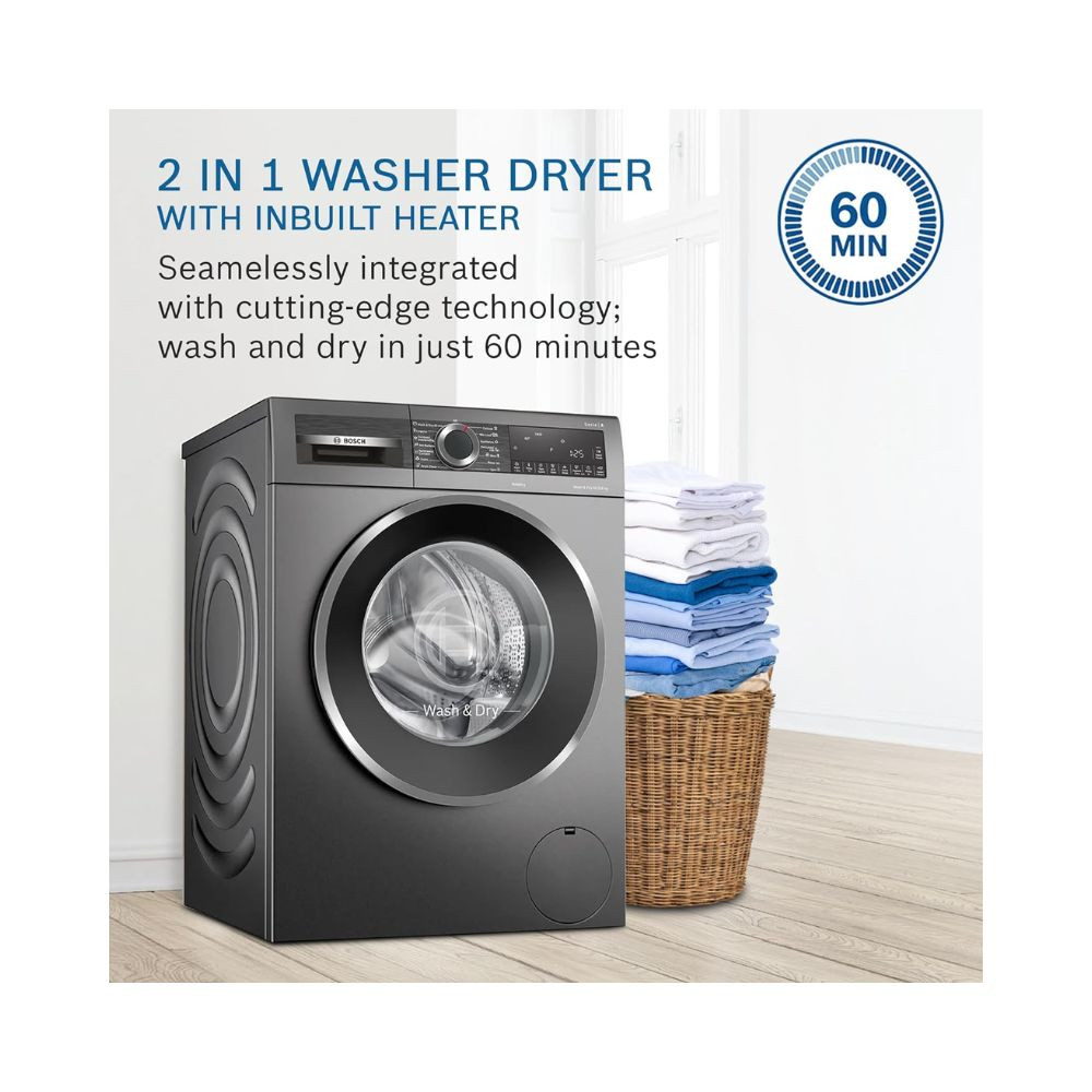 Bosch 1056 KG Inverter Front Load Washer Dryer with LED TOUCH DISPLAY WNA2E4U1INCast Iron Grey