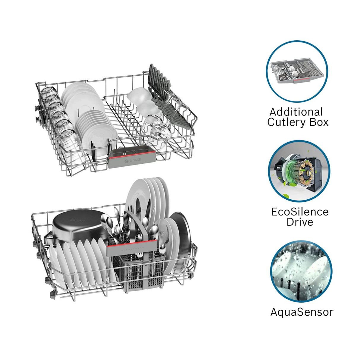 Bosch 13 Place Settings Free Standing Dishwasher SMS66GI01I Silver Inox extra dry and hygienic wash