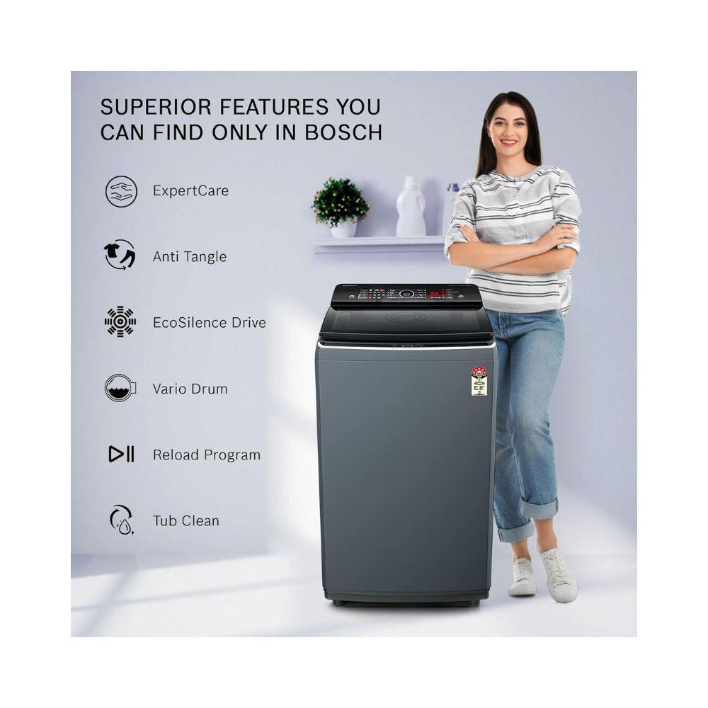 Bosch 65 Kg 5 Star Fully-Automatic Top Loading Washing Machine WOE651D0IN Dark Grey Expert Care