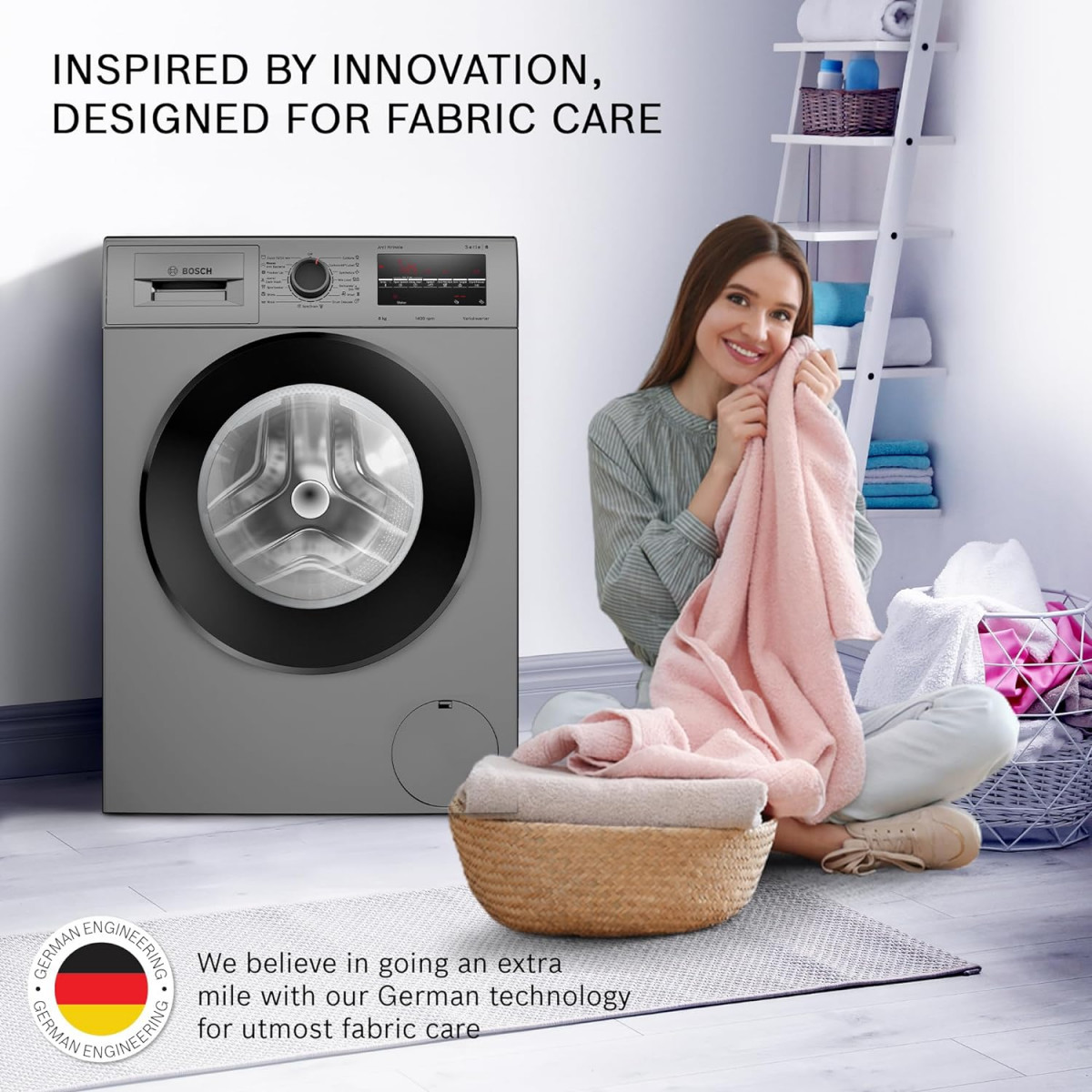 Bosch 8 kg 5 Star Fully-Automatic Front Loading Washing Machine WAJ2846PIN Titanium AI active water plus In-Built Heater