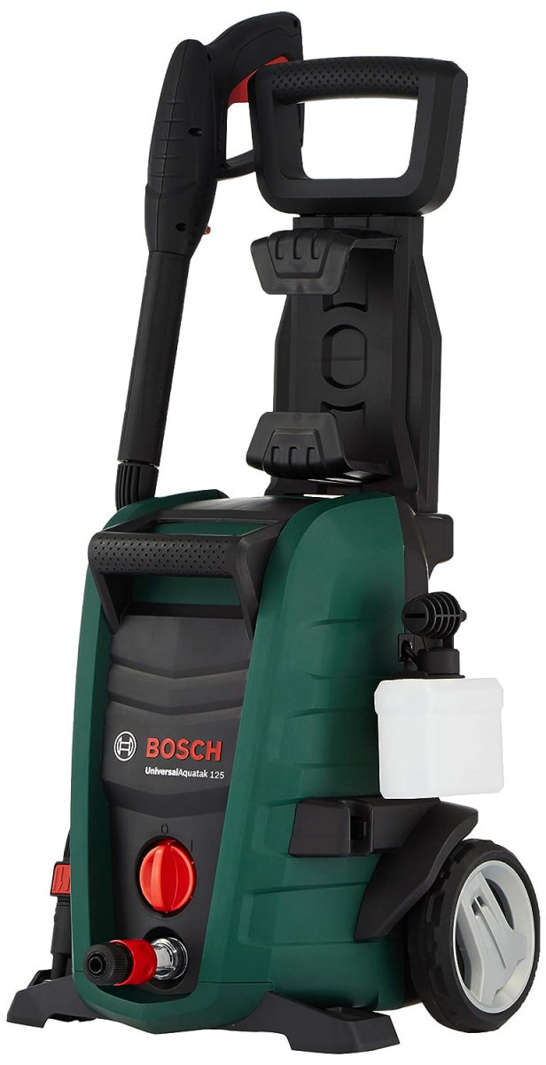 Bosch UniversalAquatak 125 Bar 1500W Electric High Pressure Washer Cleaner with High Pressure Gun Lance 5m Hose 3-in-1 Nozzle  Detergent Nozzle Self Priming Capable