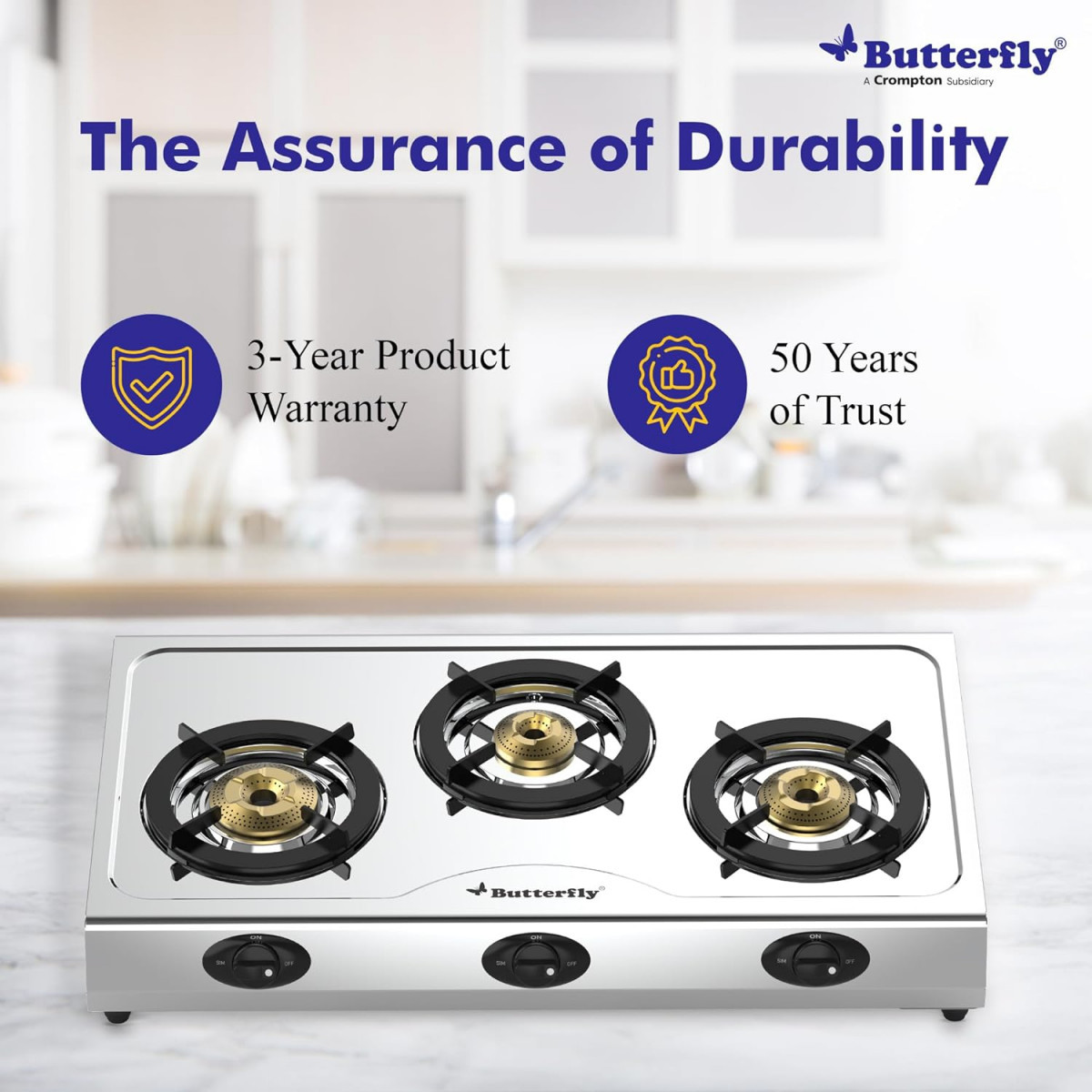 Butterfly Bolt 3B Stainless Steel Lpg Open Gas Stove Silver