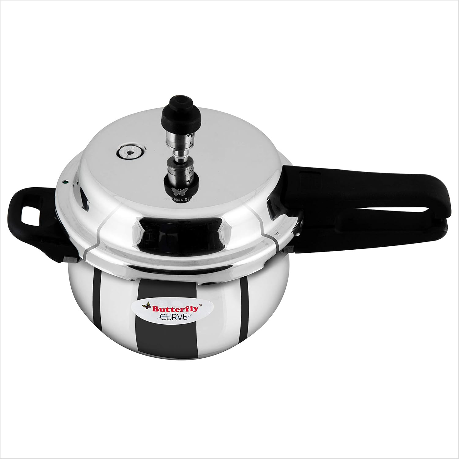 Butterfly Curve 3 Litres Pressure Cooker  Outer Lid Quality Stainless Steel  Induction and Gas Stove Compatible  ISI Certified  5 Years Manufacturers Warranty  Silver