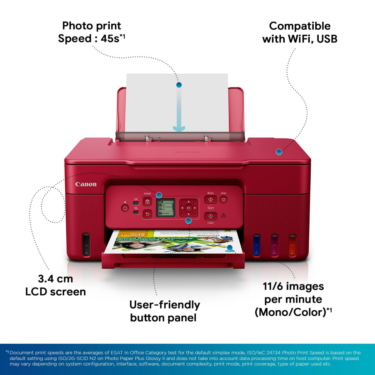 Canon PIXMA MegaTank G3770 Red All-in-one Print Scan Copy