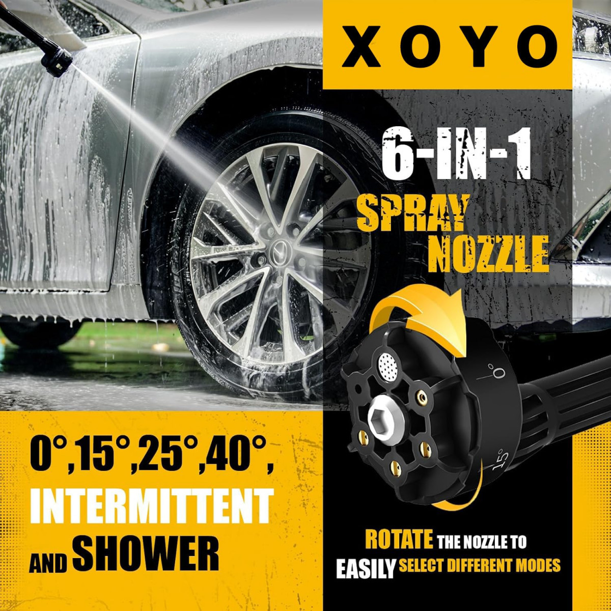 Cordless Pressure Washer 48Vx2 DUAL Batteries Xoyo Pro 652 PSI Portable Powerful Car Washer with 6-in-1 Nozzle Handheld Multi Cleaning Spary Gun for HomeFloorFenceGardeningPanel Cleaning Works