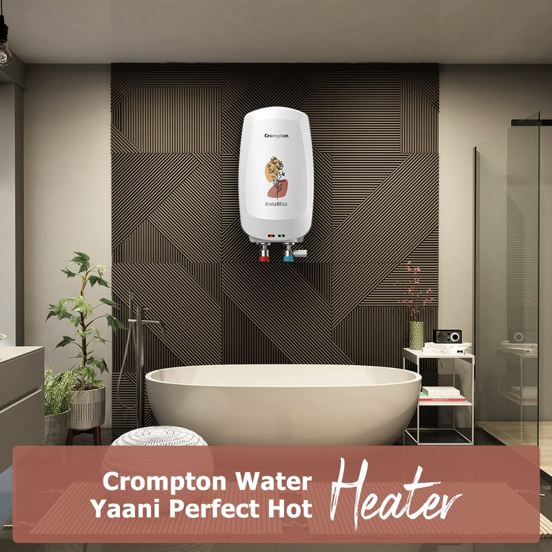 Crompton InstaBliss3L3000-Watts Powerful HeatingElectric Instant Water Heater Geyser for homeHigh Grade SS Tank with Advanced 4 Level SafetyRust-ProofWhiteWall Mounting