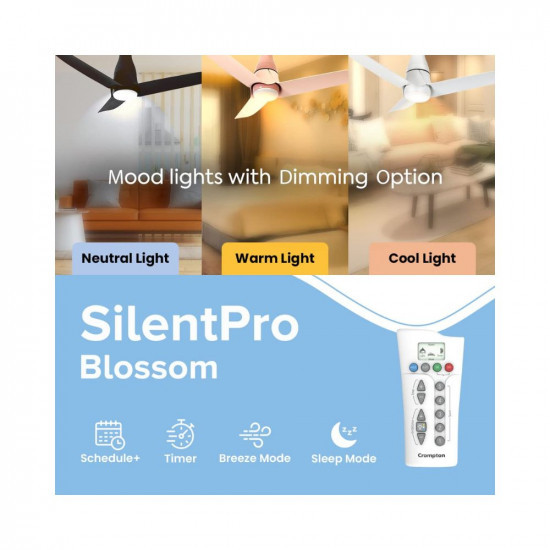 Crompton SilentPro Blossom 1200 mm ActivBLDC Ceiling Fan  2X Silent  Remote control