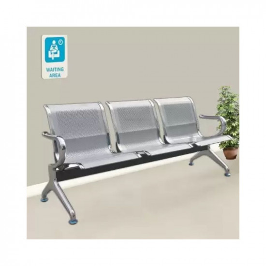 Deepak Iron Garden Deco Three Seater NA Office Visitor Chair Silver DIYDo-It-Yourself