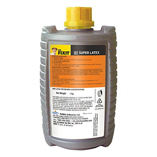 DR FIXIT 302 SBR Latex Super Latex SBR Latex For Waterproofing  Repairs for Roofs TerracesBathrooms Toilets - 1Kg Grey 1Pc Bonds strongly to concrete masonry stone work plasters