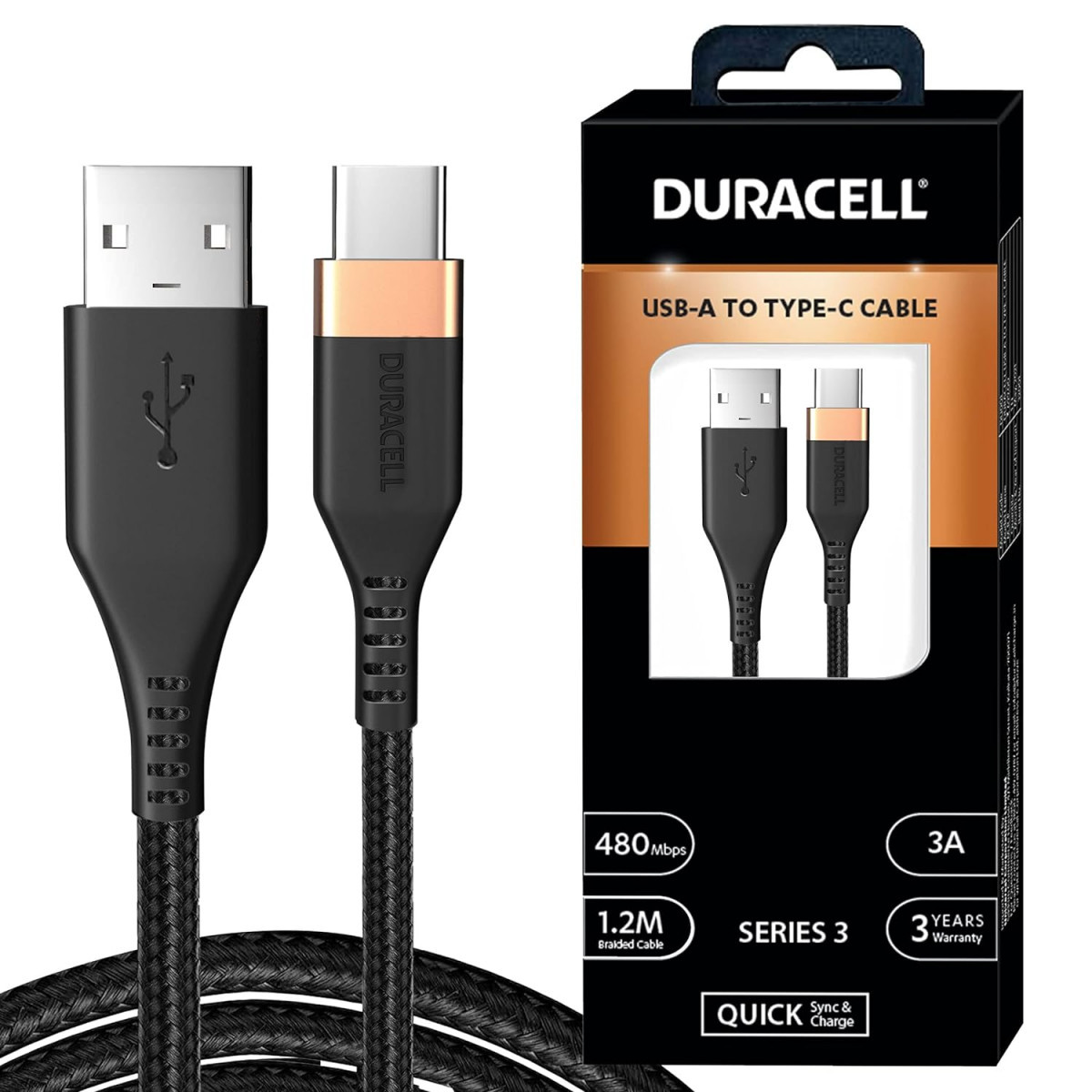 Duracell Powerbank 10000mh with Series 3 - A to C Cable
