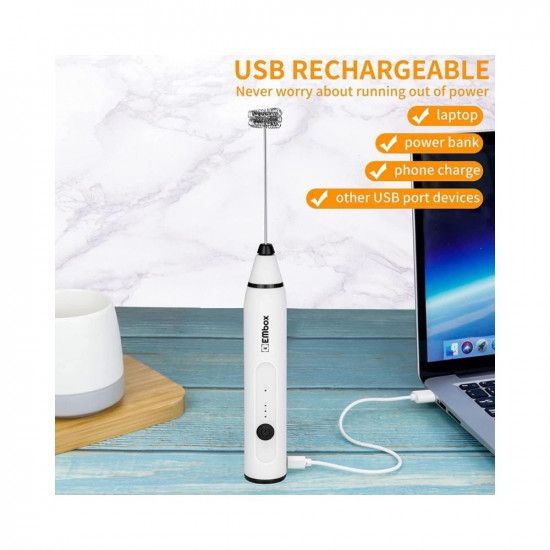 Buy EMBOX Milk Frother Handheld Coffee Frother Blender-USB Rechargeable  Electric Coffee Beater for Cappuccino-Whisker Electric Blender for Milk Egg  Mix-2 Detachable Whisks (White) Online at Best Prices in India - JioMart.