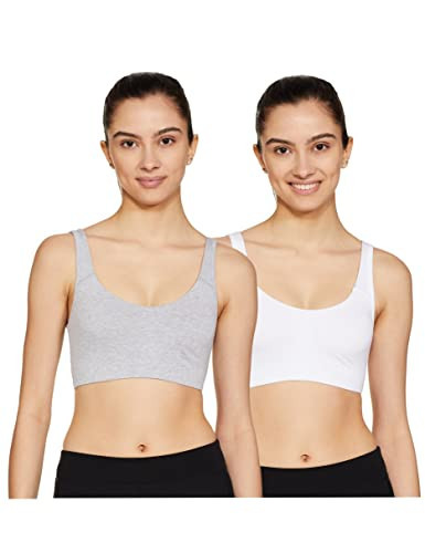 Enamor Women's Full Cup Non Padded Non Wired Bra (Pack of 2)  (SB06_White/Grey_X-Large)