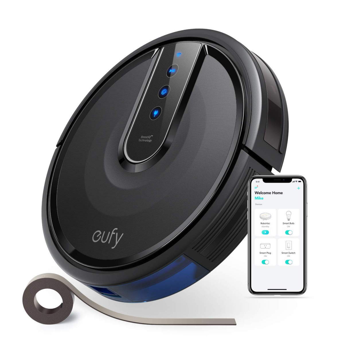 Eufy by Anker BoostIQ RoboVac 35C Robot Vacuum Cleaner Wi-Fi Upgraded Super-Thin 1500Pa Strong Suction Touch-Control Panel 6ft Boundary Strips Cleans Hard Floors to Medium-Pile Carpets