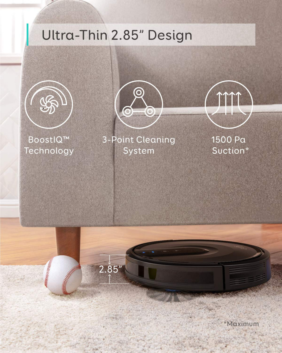 Eufy by Anker BoostIQ RoboVac 35C Robot Vacuum Cleaner Wi-Fi Upgraded Super-Thin 1500Pa Strong Suction Touch-Control Panel 6ft Boundary Strips Cleans Hard Floors to Medium-Pile Carpets