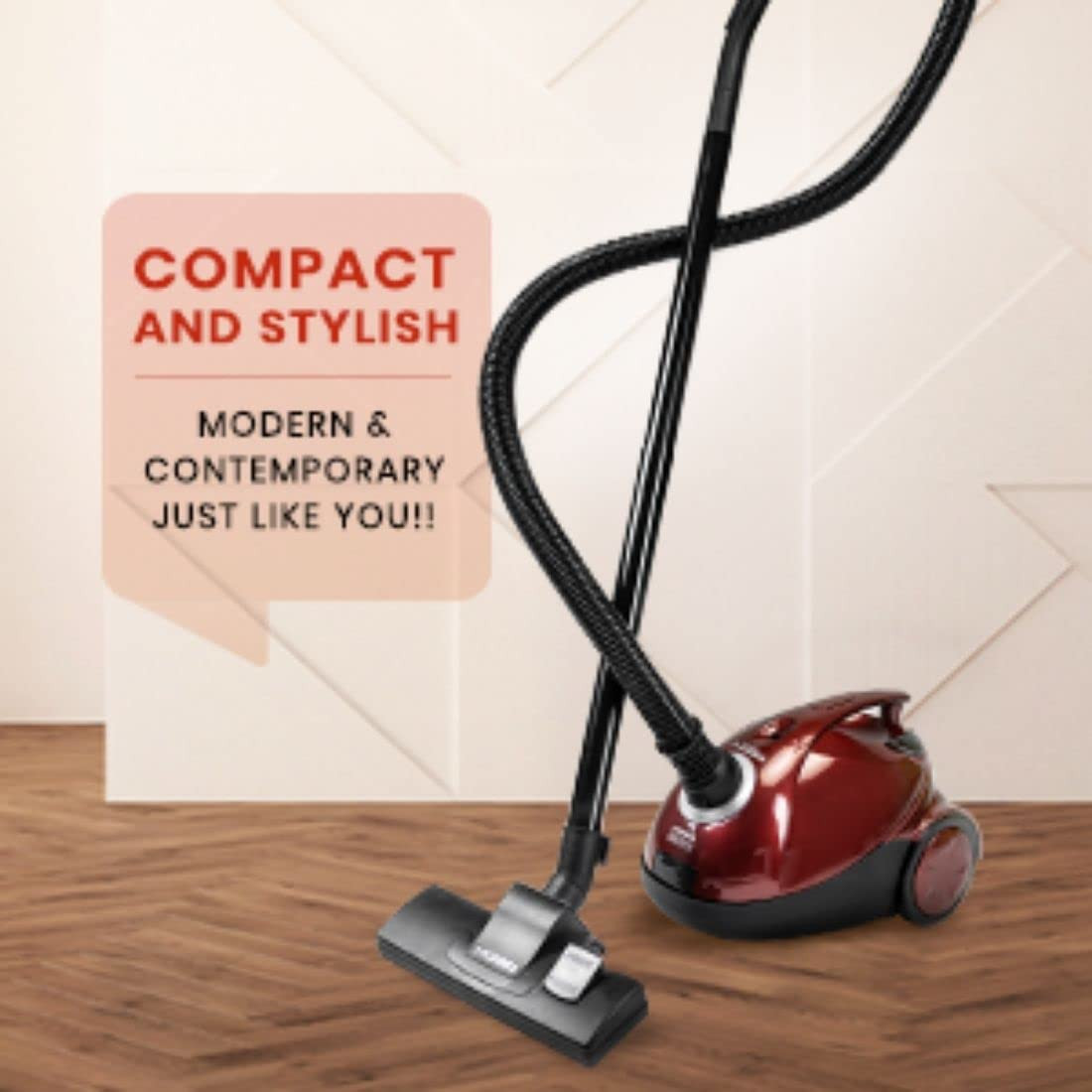 Eureka Forbes Quick Clean DX Vacuum Cleaner with 1200 Watts Powerful Suction Control 3 Free Reusable dust Bag worth Rs 500 comes with multiple accessories dust bag full indicator Red standerd