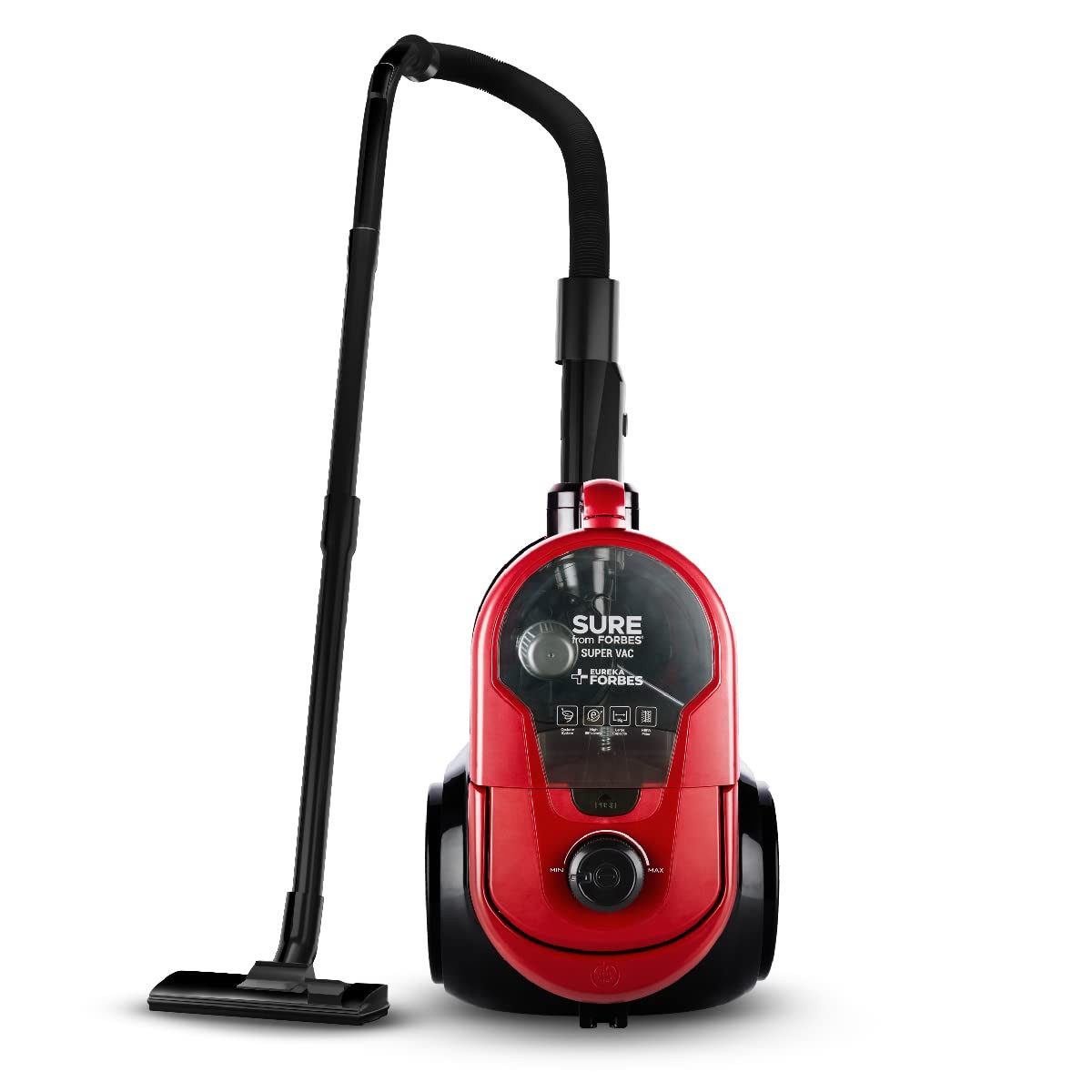 Eureka Forbes Supervac 1600 Watts Powerful Suctionbagless Vacuum Cleaner with cyclonic Technology7 Accessories1 Year WarrantyCompactLightweight  Easy to use Red