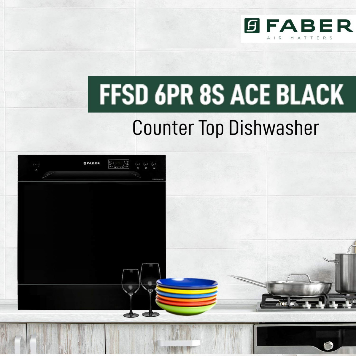 Faber table top 8 Place Setting Dishwasher FFSD 6PR 8S Ace Black