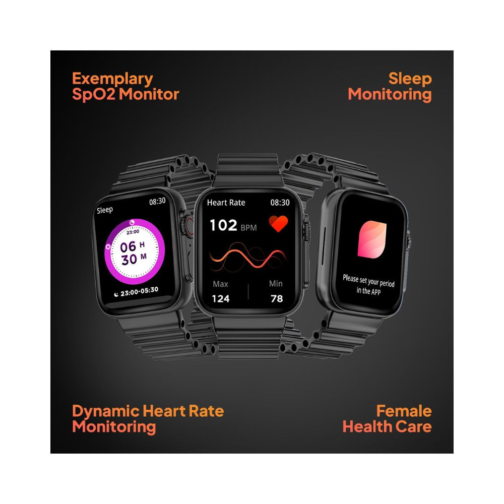 Fire-Boltt Gladiator 196 Biggest Display Smart Watch with Bluetooth Calling Voice Assistant 123 Sports Modes 8 Unique UI Interactions SpO2 247 Heart Rate Tracking Black