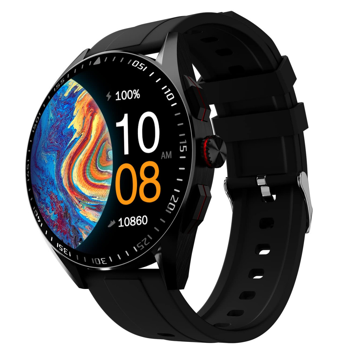 Fire-Boltt Invincible Plus 143 AMOLED Display Smartwatch with Bluetooth Calling TWS Connection 300 Sports Modes 110 in-Built Watch Faces 4GB Storage  AI Voice Assistant Black