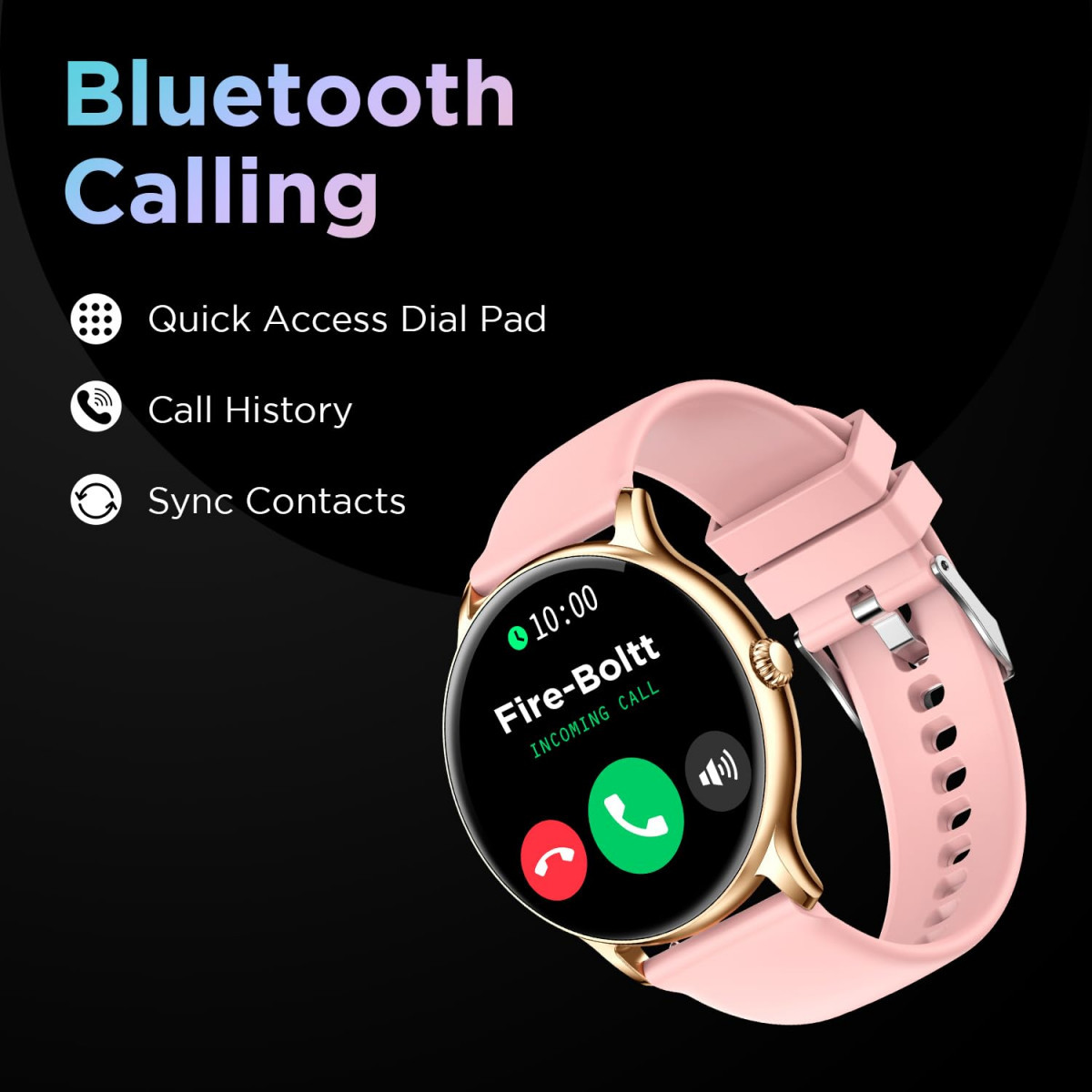 Fire-Boltt Phoenix Smart Watch with Bluetooth Calling 13120 Sports Modes 240  240 PX High Res with SpO2 Heart Rate Monitoring  IP67 Rating Gold Pink