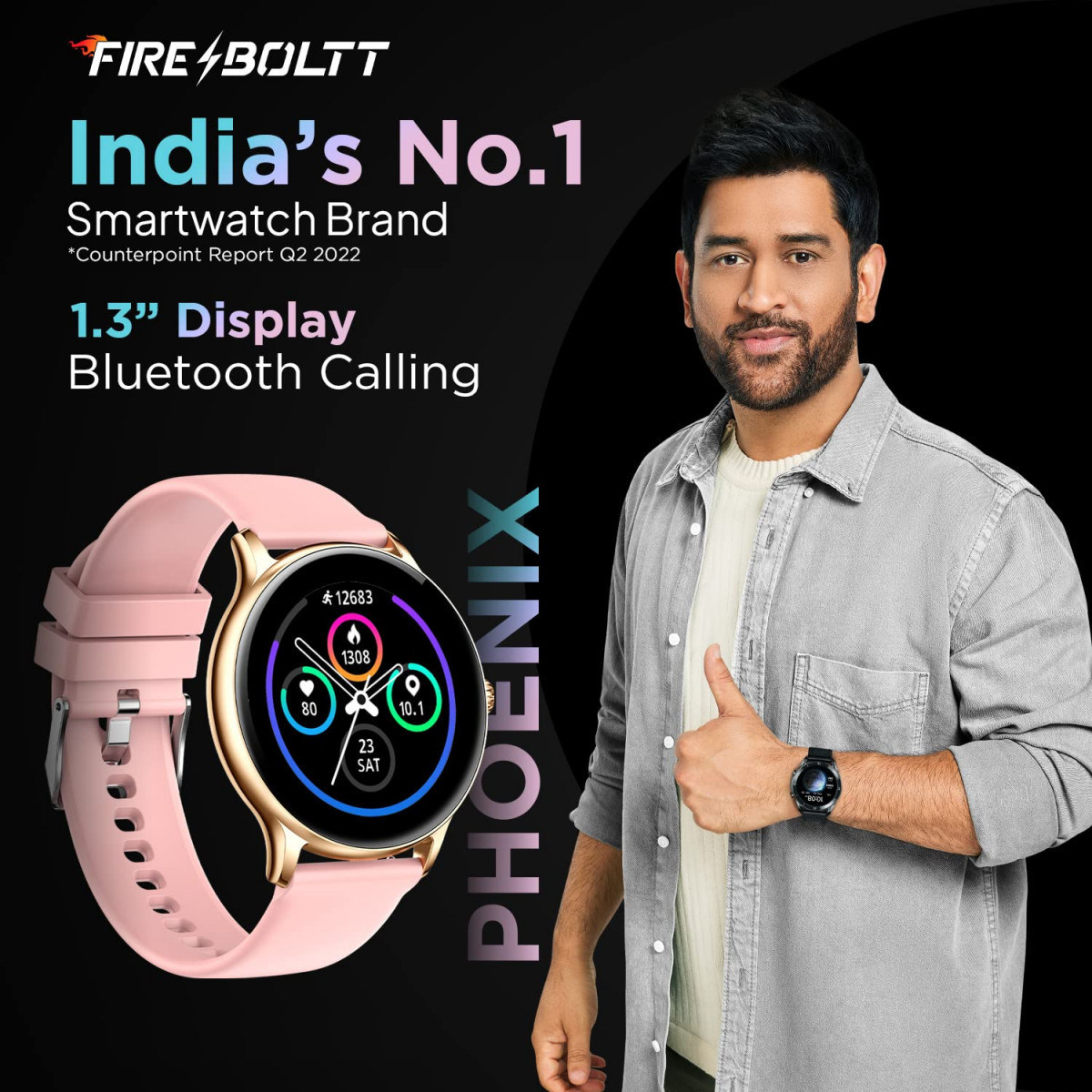 Fire-Boltt Phoenix Smart Watch with Bluetooth Calling 13120 Sports Modes 240  240 PX High Res with SpO2 Heart Rate Monitoring  IP67 Rating Gold Pink