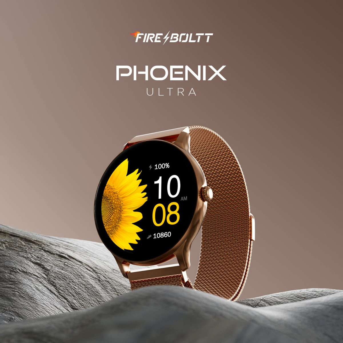 Fire-Boltt Phoenix Ultra Luxury Stainless Steel Bluetooth Calling Smartwatch AI Voice Assistant Metal Body with 120 Sports Modes SpO2 Heart Rate Monitoring Gold
