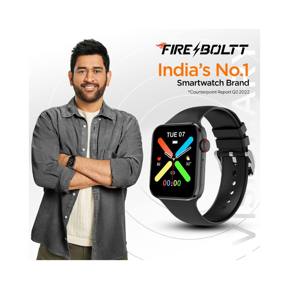 Fire-Boltt Visionary 178 AMOLED Bluetooth Calling Smartwatch with 368  448 Pixel Resolution Rotating Crown  60Hz Refresh Rate 100 Sports Mode TWS Connection Voice Assistance Black
