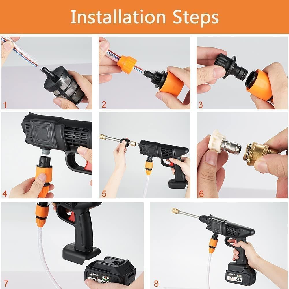 Flaying Sale High Pressure Cordless Pressure Washer Portable Power Washer 48V Electric Pressure Washer Gun 2 Nozzle with Foam Bottle 12000 mAh Battery for CarFloorWindowOutdoor Cleaning Black