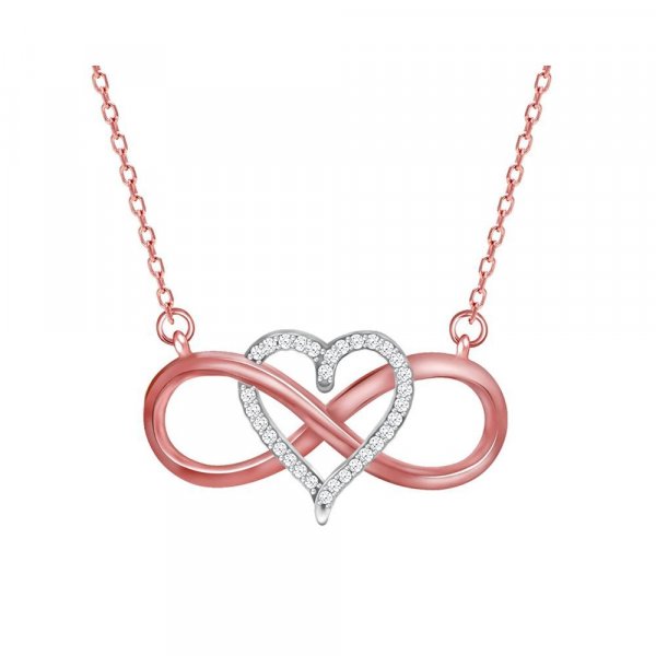 GIVA 925 Sterling Silver Dual Tone Infinity Heart Pendant with Link Chain