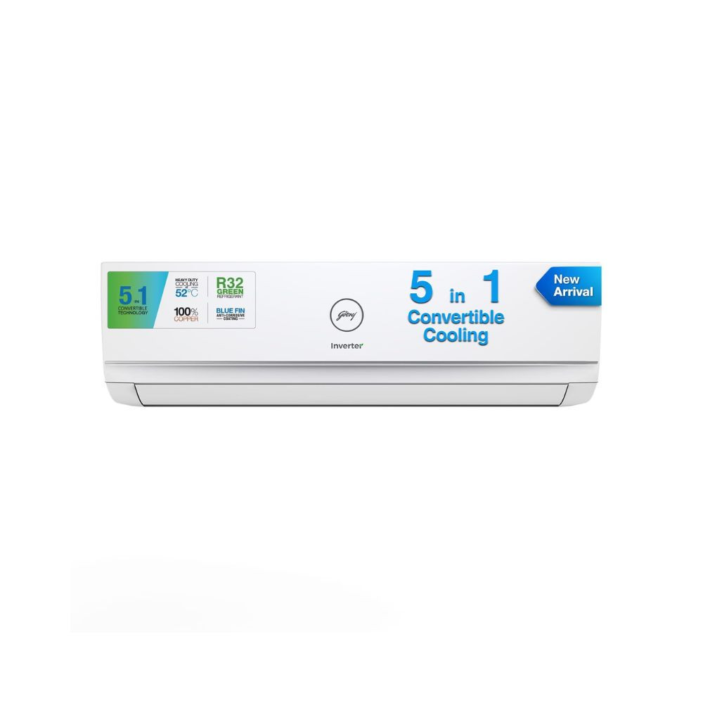 Godrej 15 Ton 3 Star 5-in-1 Convertible Cooling Inverter Split AC Copper Heavy-Duty Cooling at 52 Deg Celcius 2023 Model AC 15T EI 18TINV3R32 WWD White