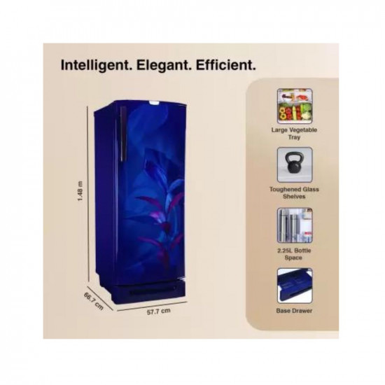 Godrej 234 L Direct Cool Single Door 3 Star Refrigerator with Large Vegetable Tray With Faster Cooling And Ice Making Marine Blue RD EDGEPRO 240C TDF MN BL