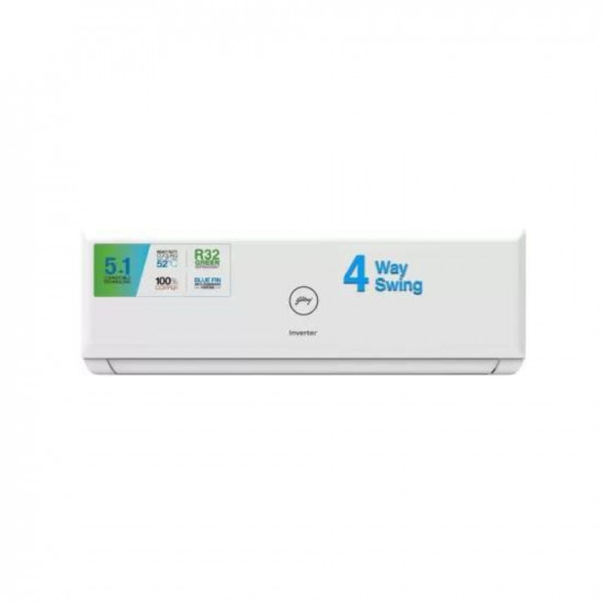 Godrej 5-in-1 Convertible Cooling 2023 Model 15 Ton 4 Star Split Inverter with 4 Way Swing and Tri Filtration System AC - White EI 18PINV4R32-WWP Copper Condenser