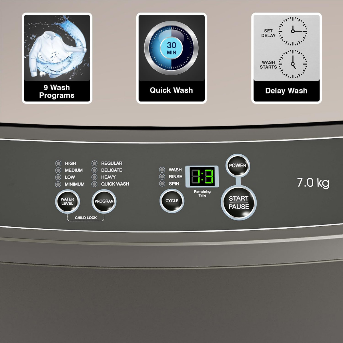 Godrej 7 Kg 5 Star Fully-Automatic Top Loading Washing Machine WTEON 700 AD 50 ROGR Grey Stainless steel acu wash drum