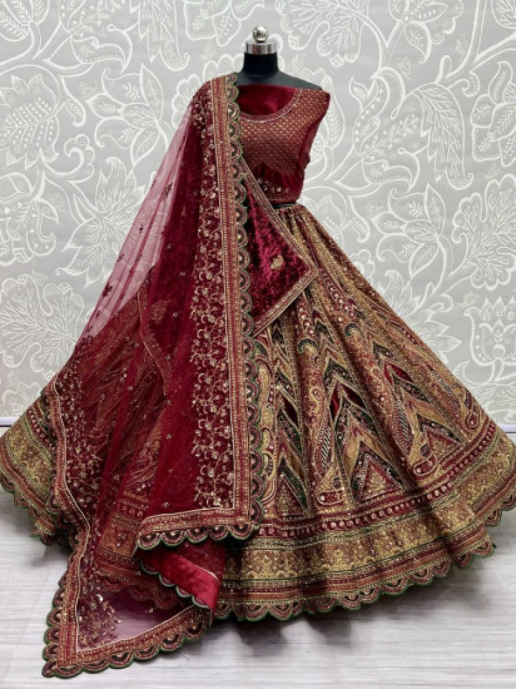 Wine Lehenga - Buy Latest Wine Color Lehenga Choli Online