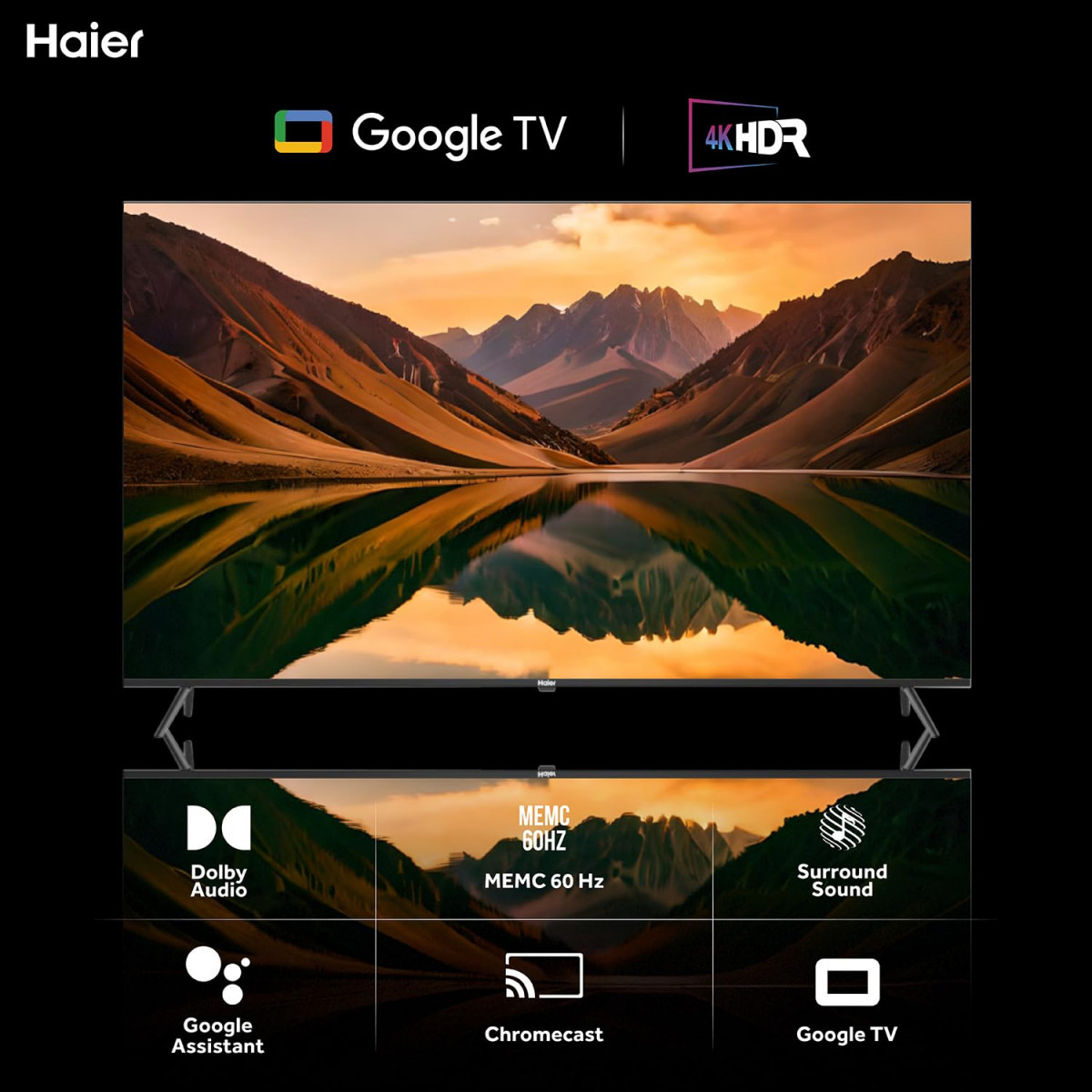 Haier 108 cm 43 inches 4K Ultra HD Smart LED Google TV L43FG Black