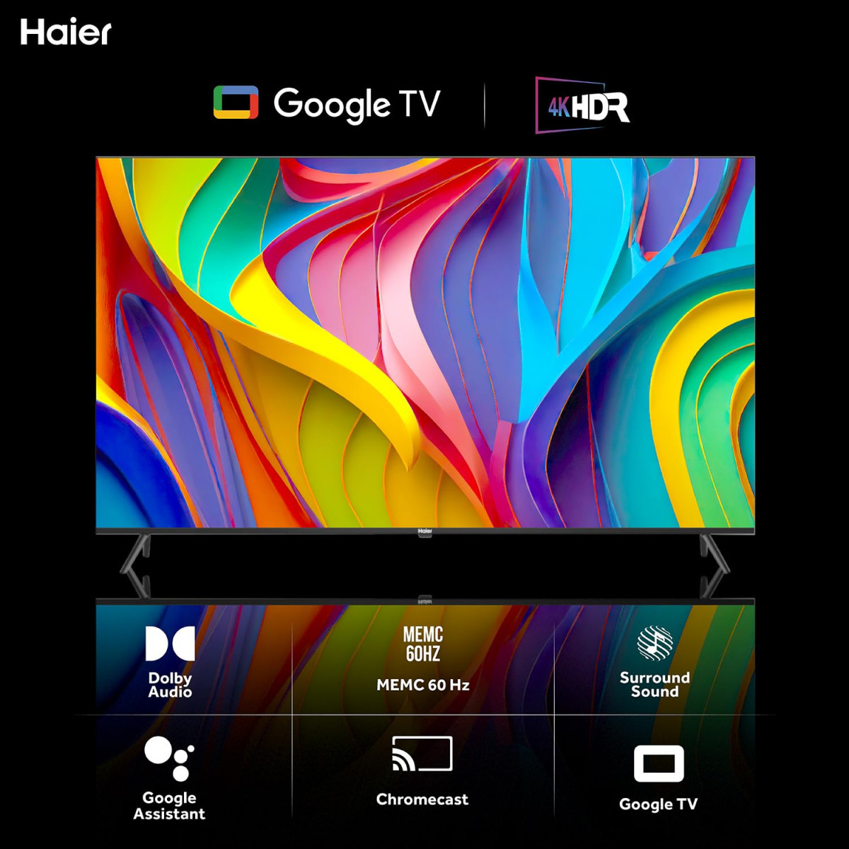Haier 127 cm 50 inches 4K Ultra HD Smart LED Google TV L50FG Black