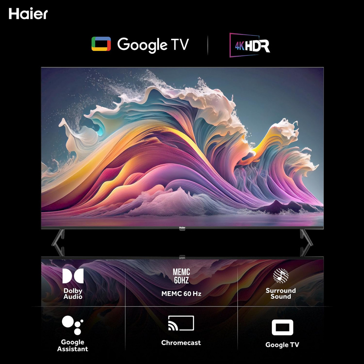 Haier 165 cm 65 inches 4K Ultra HD Smart LED Google TV L65FG Black
