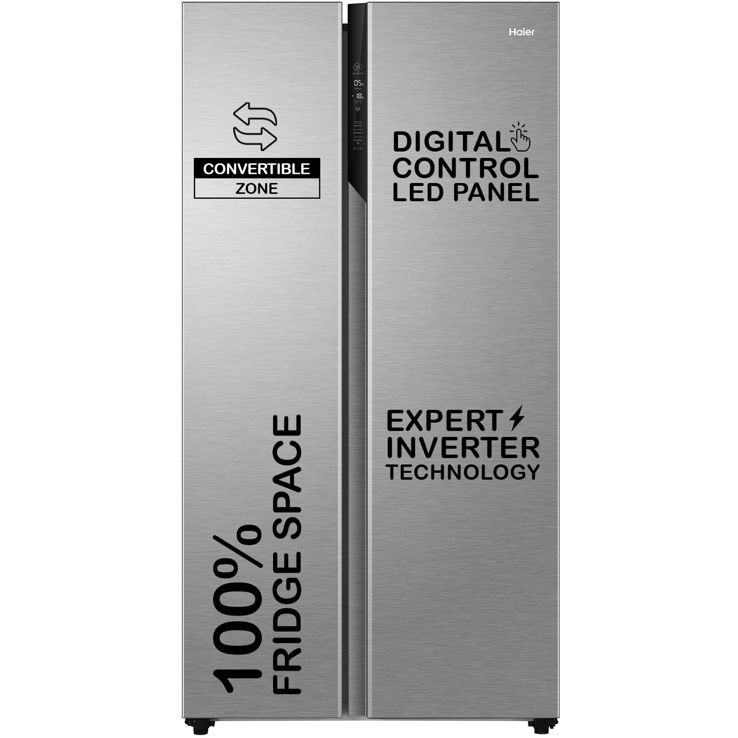 Haier 596 L 3 Star 100 Convertible Fridge Space Expert Inverter Frost Free Side by Side Refrigerator HES-690SS-P Shiny Silver