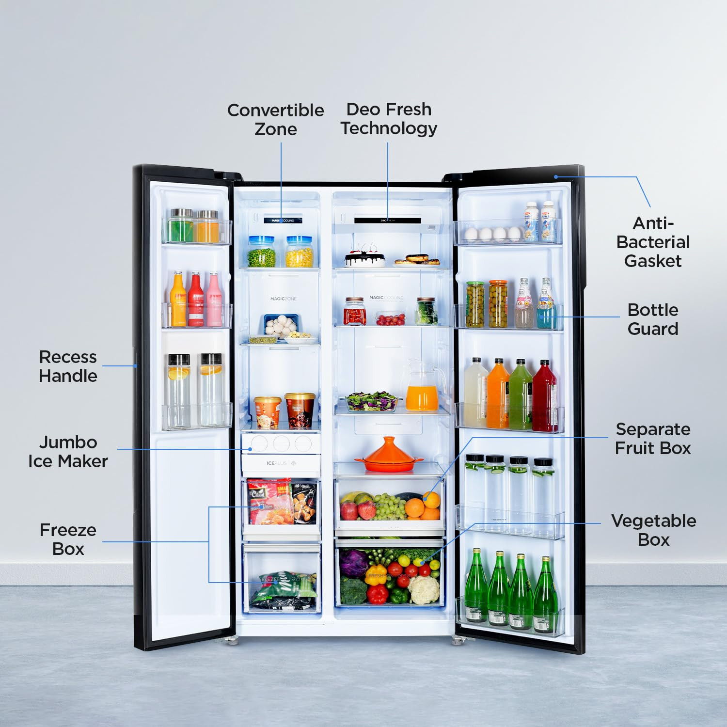 Haier 602 L 3 Star 100 Convertible Fridge Space Expert Inverter Frost Free Side by Side Refrigerator HRS-682KS Black Steel