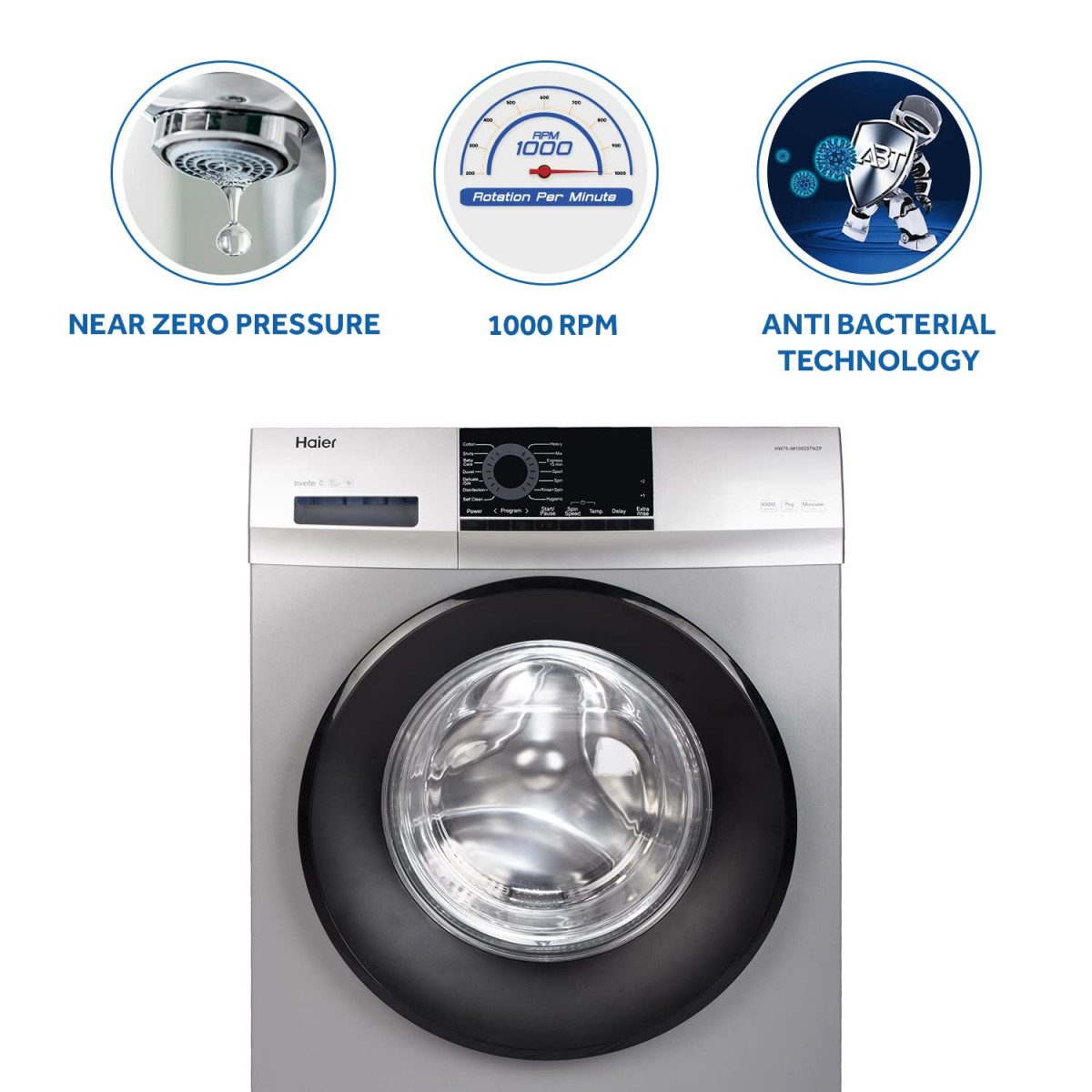 Haier 65Kg 5 Star Fully Automatic Washing Machine with Muscular Drum LED Display HW65-10829TNZP Titanium Grey