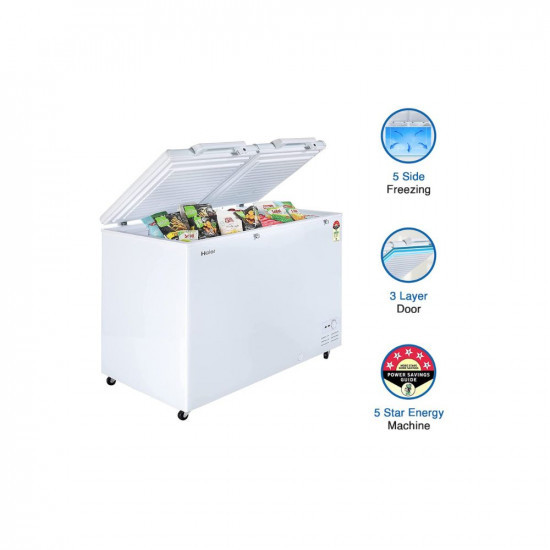 Haier HFC-500DM5-5 star rating double door hard top model Convertible with Inside metal liner White