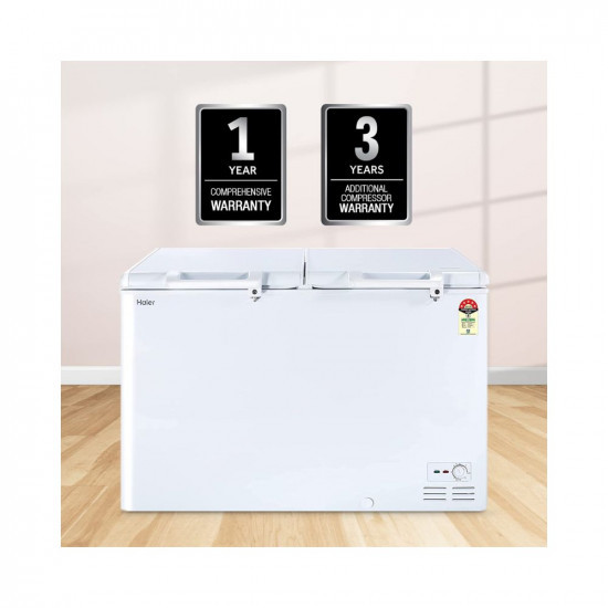 Haier HFC-500DM5-5 star rating double door hard top model Convertible with Inside metal liner White